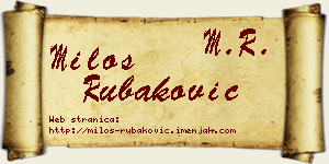 Miloš Rubaković vizit kartica